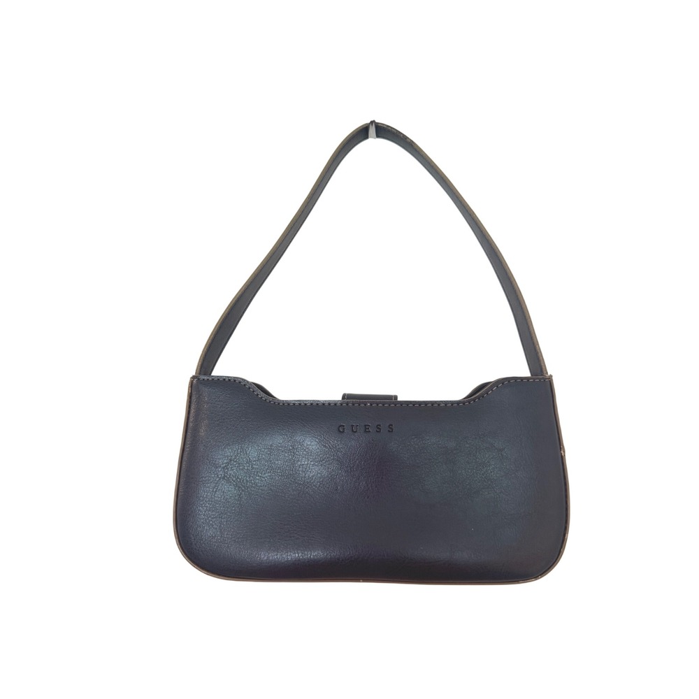 Guess Vintage Navy Blue Baguette Shoulder Bag Y2K Minimalist Faux Leather
